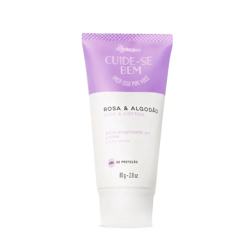 Boticário Antitranspirante em Creme Cuide-se Bem: Rosa e Algodao (80g)